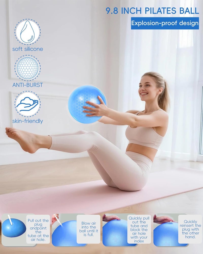 KABCON Pilates Kit for Home, Women Beginners Workout Essentials Set with 13" Ring, 9.8" Ball, Resistance Bands & Guide, 13/14/16 PCS Compact Pilates Equipment - Image 4